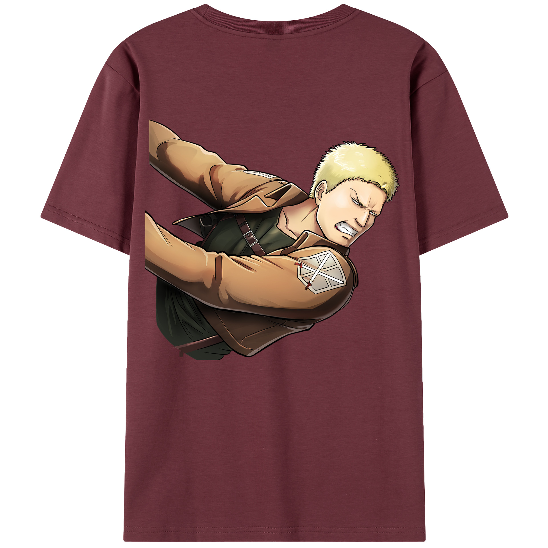 （画像用） 進撃の巨人 ライナー・ブラウン Attack on Titan Reiner Braun 綿100％半袖Tシャツ（背面プリント）